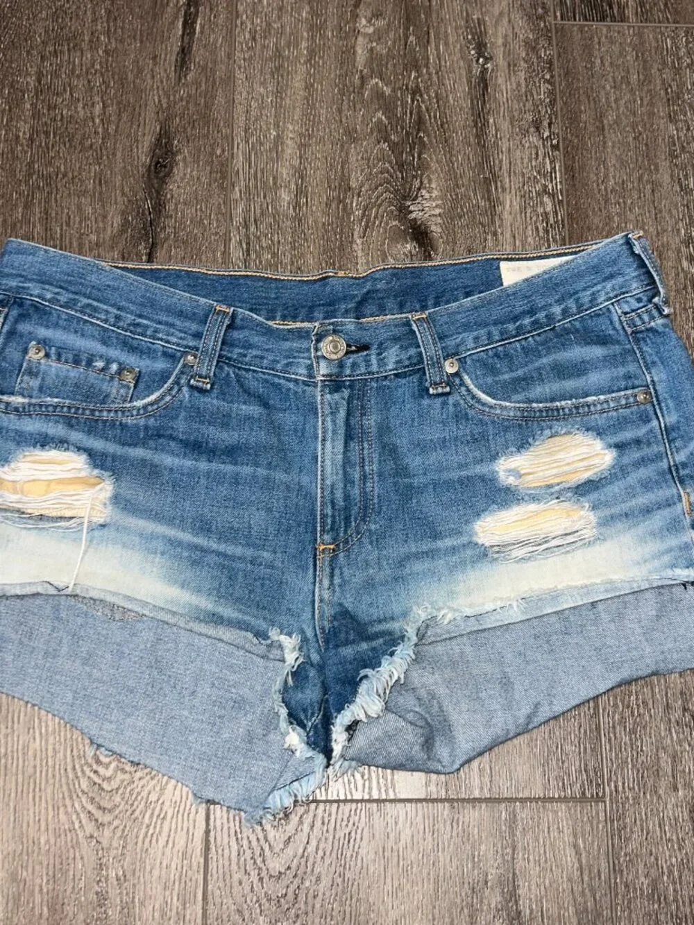 Rag & Bone Womens Size 29 Medium Wash Distressed Cutoff Denim Jean Shorts - Picture 1 of 3